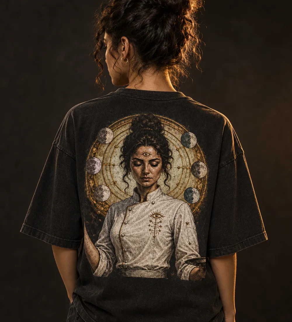 Remera La Vidente vista de espaldas