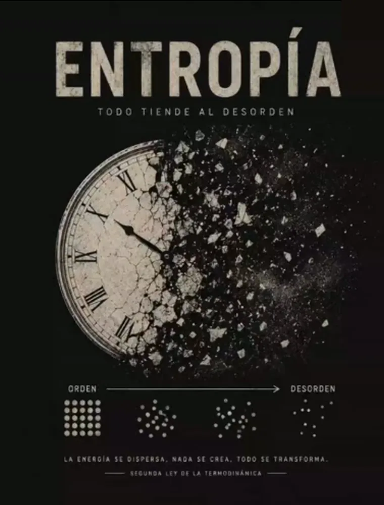 Entropía: todo tiende al desorden. Un reloj que se desintegra del orden al desorden