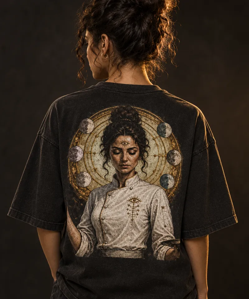 Remera negra oversize La Vidente, la cocina de autor